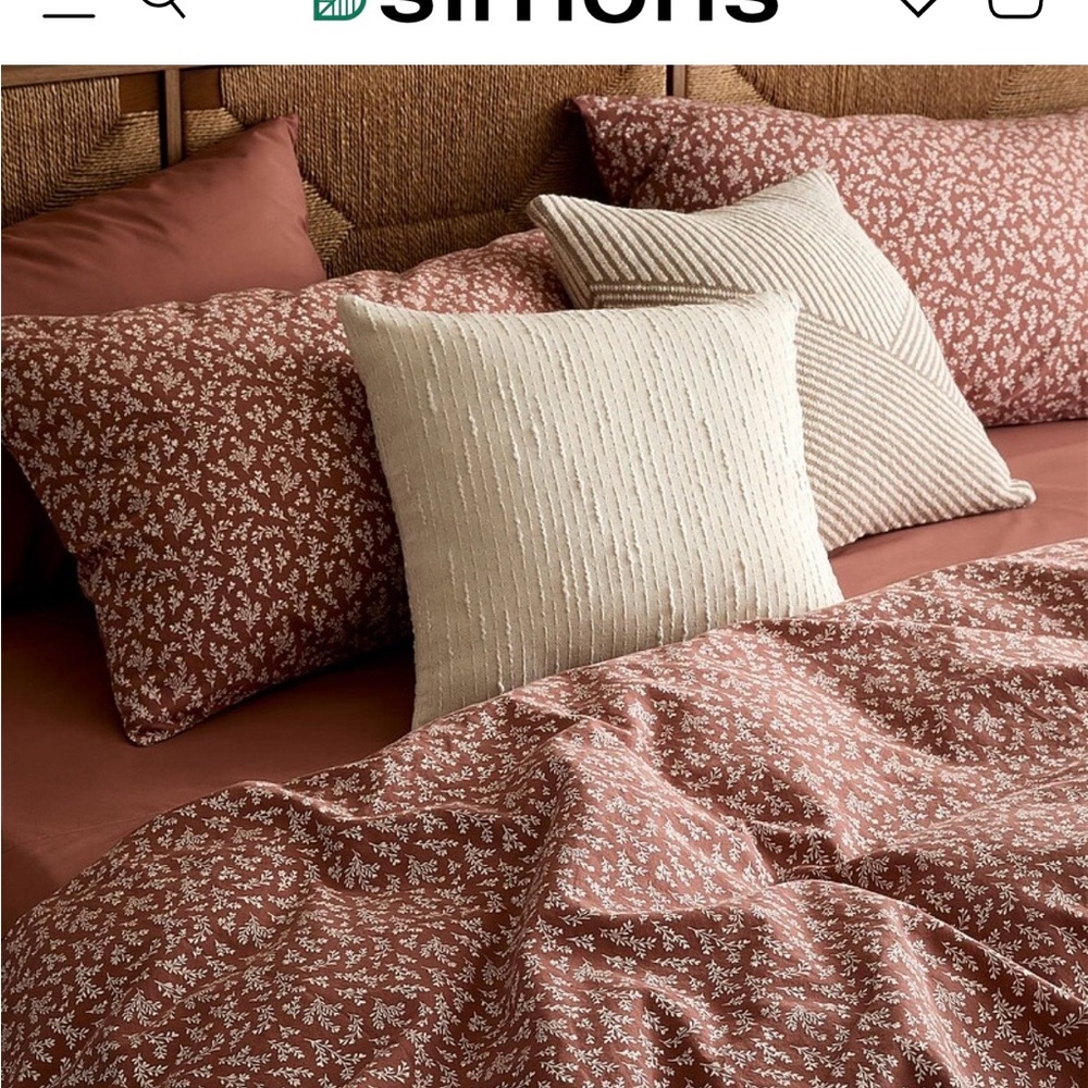 Simons Rust Floral Cotton Comforter Queen